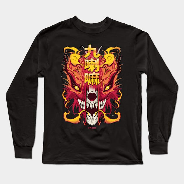 Skull Kurama Long Sleeve T-Shirt by Kabuto_Store